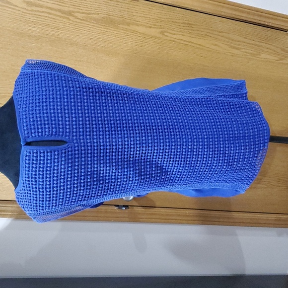 Brixon Ivy Nwot Crochet Over Sheer Sleeveless Royal Blue Top - Picture 4 of 7